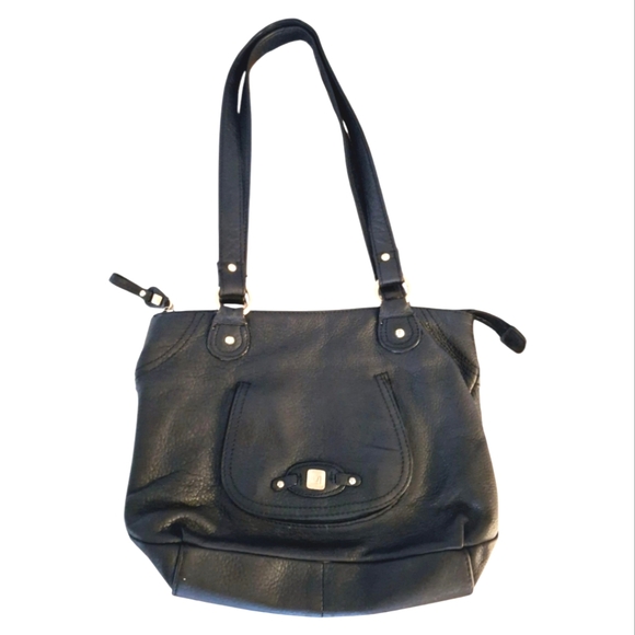 Stone Mountain Black Leather Shoulder Bag - Picture 1 of 11